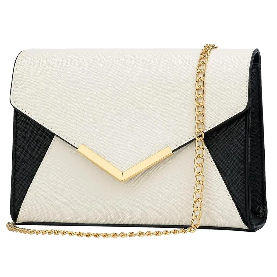 KKXIU Women Elegant Faux Leather Evening Envelope Clutch Purse Foldover Bags for Party Wedding Prom