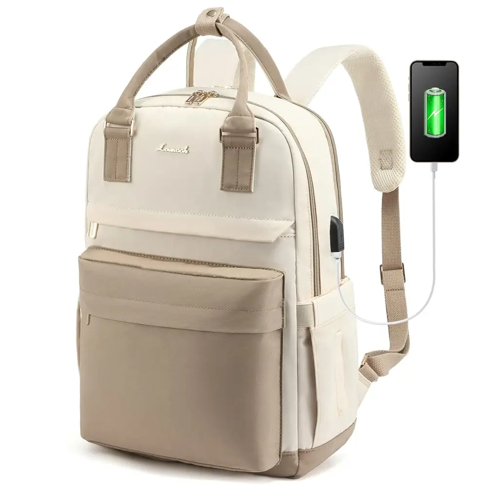 LOVEVOOK Laptop Backpack for Women 15.6 Inch Laptop Bag with USB Port, Fashion Waterproof Backpacks Teacher Nurse Stylish Travel Bags Vintage Daypacks Bookbag for College School Work