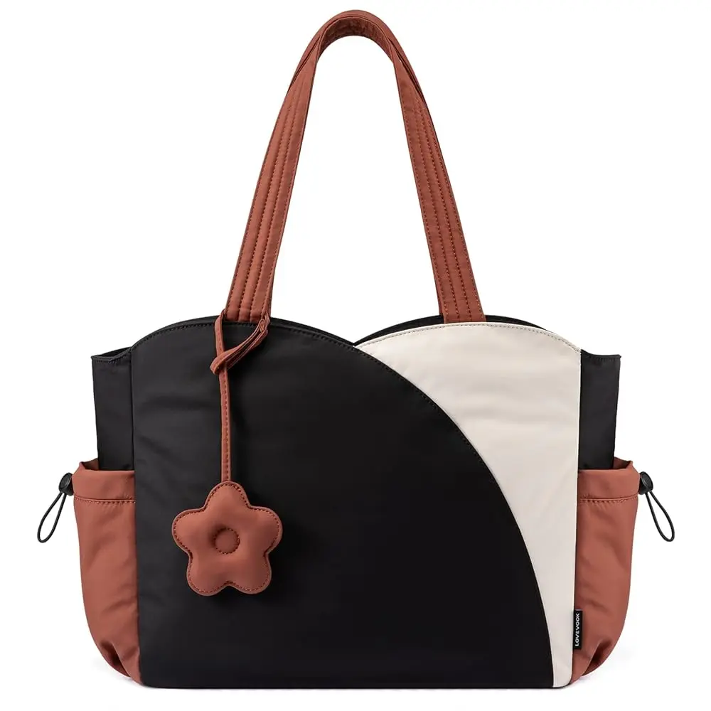 LOVEVOOK Tote Bag for Women, Puffer Work Bags with Zipper for Daily Travel College, Teacher Nurse Handbags with Laptop Sleeve
